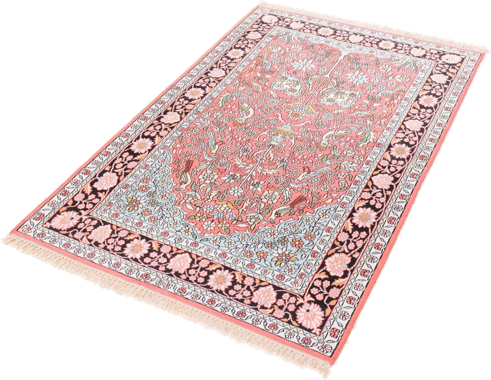 Hand-Knotted Wool Indian Rug, 184 × 120 cm