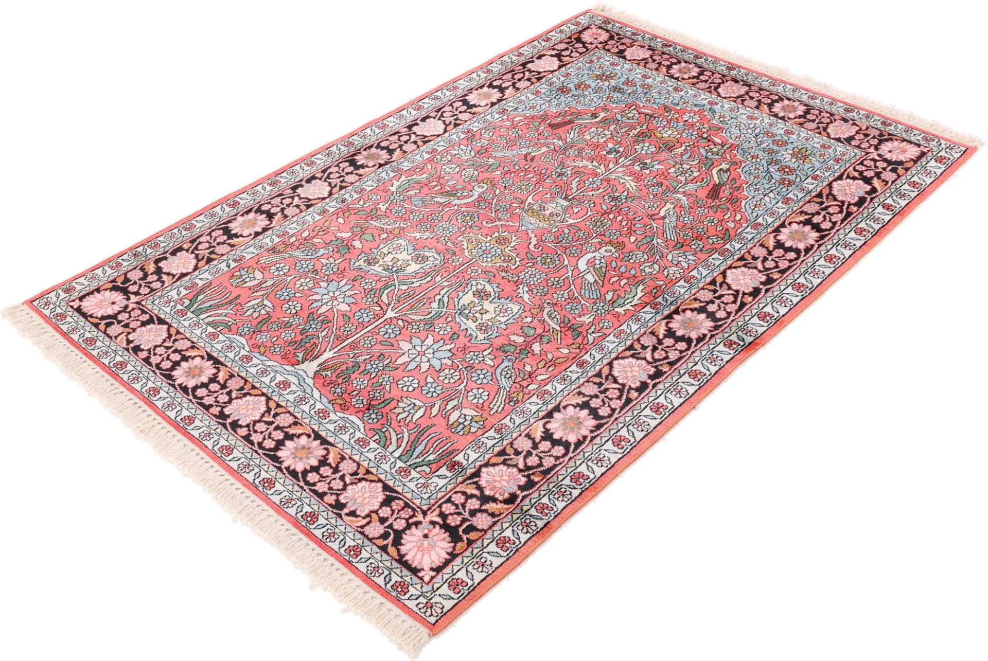 Hand-Knotted Wool Indian Rug, 184 × 120 cm