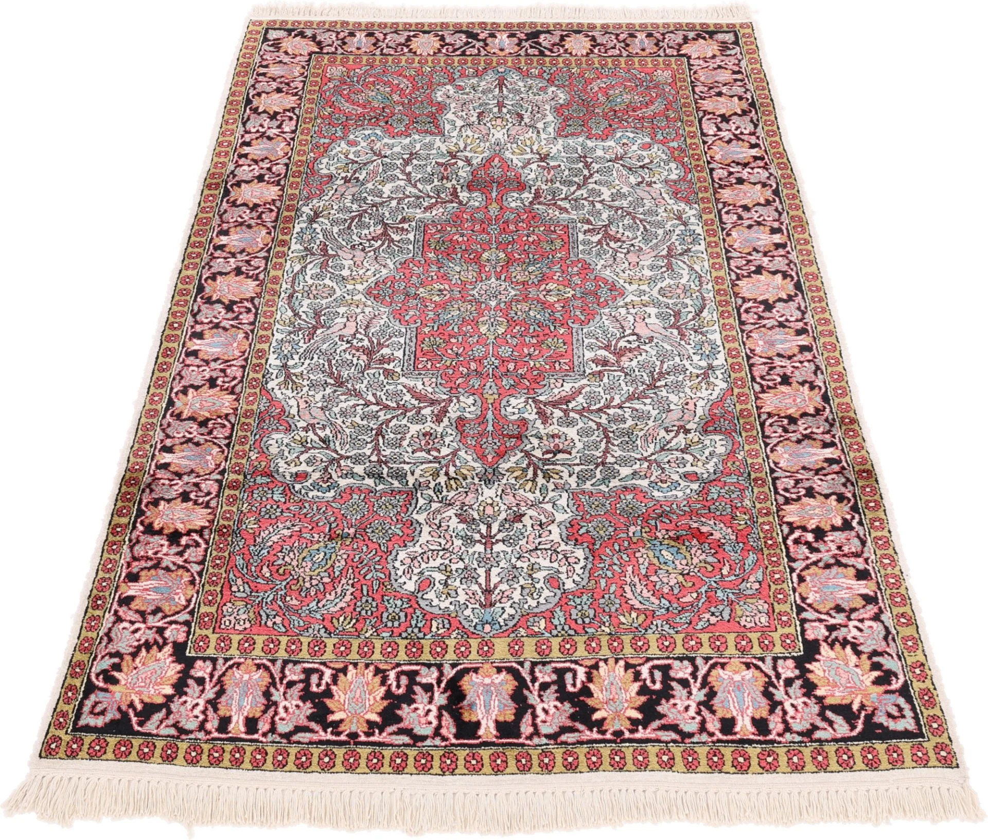Hand-Knotted Wool Indian Rug, 193 × 120 cm