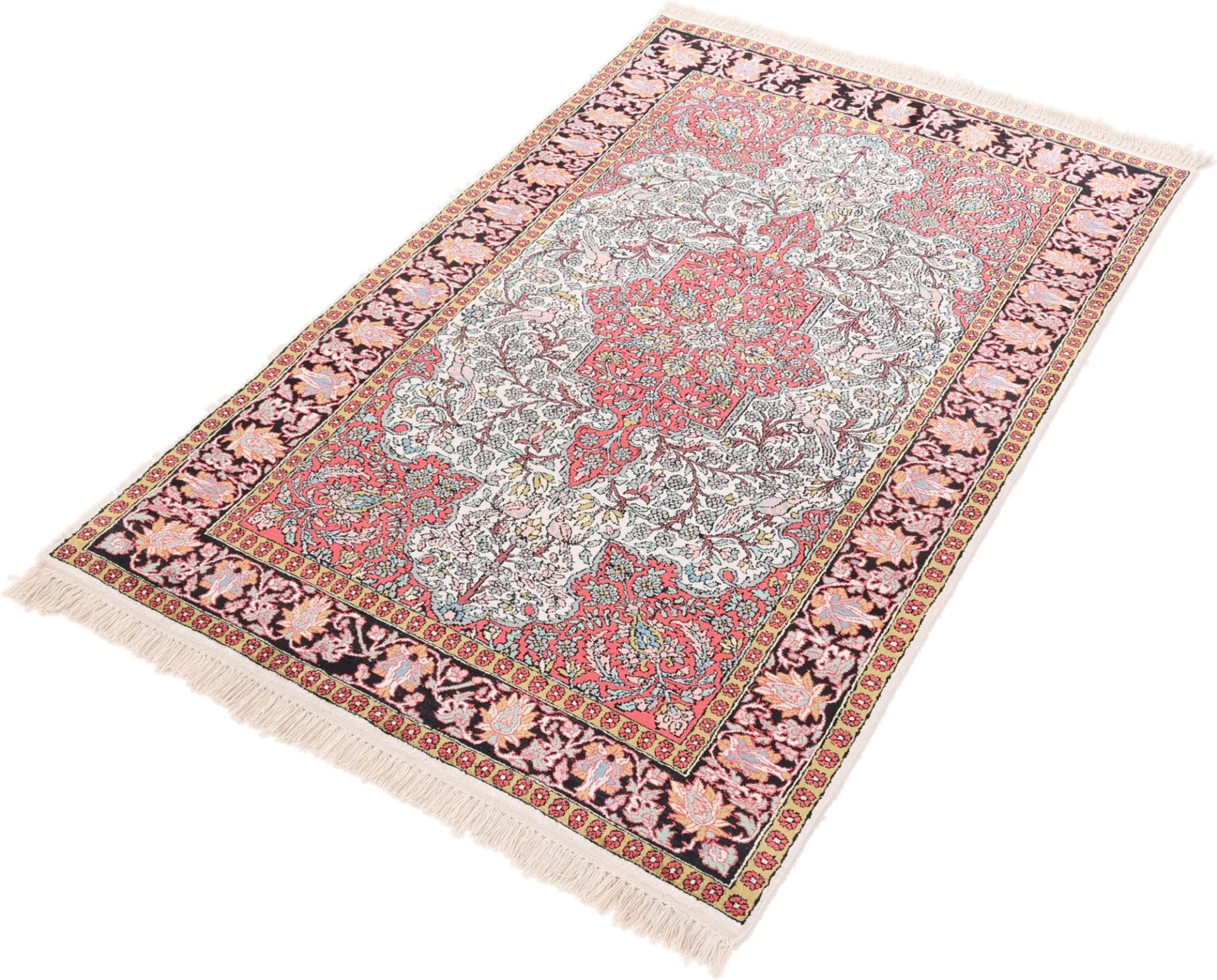 Hand-Knotted Wool Indian Rug, 193 × 120 cm