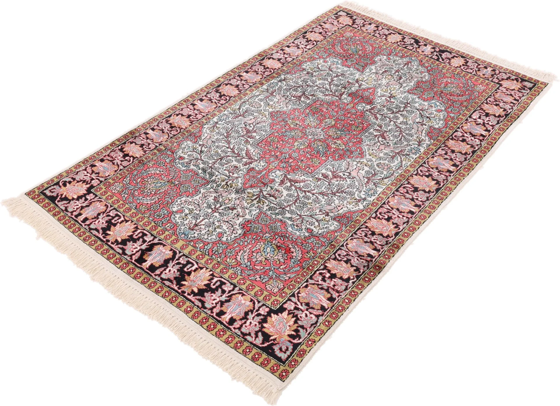 Hand-Knotted Wool Indian Rug, 193 × 120 cm