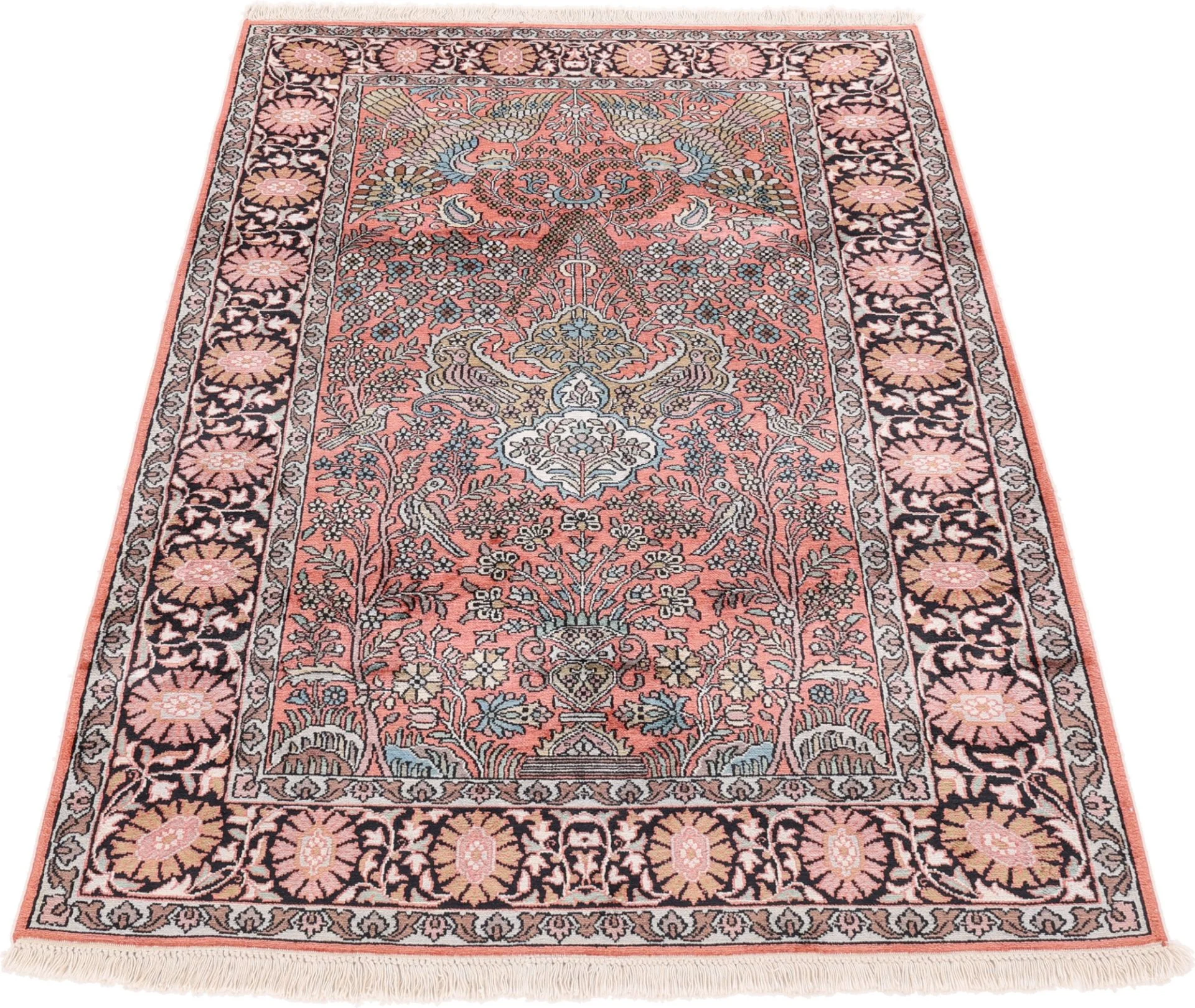 Hand-Knotted Wool Indian Rug, 182 × 123 cm