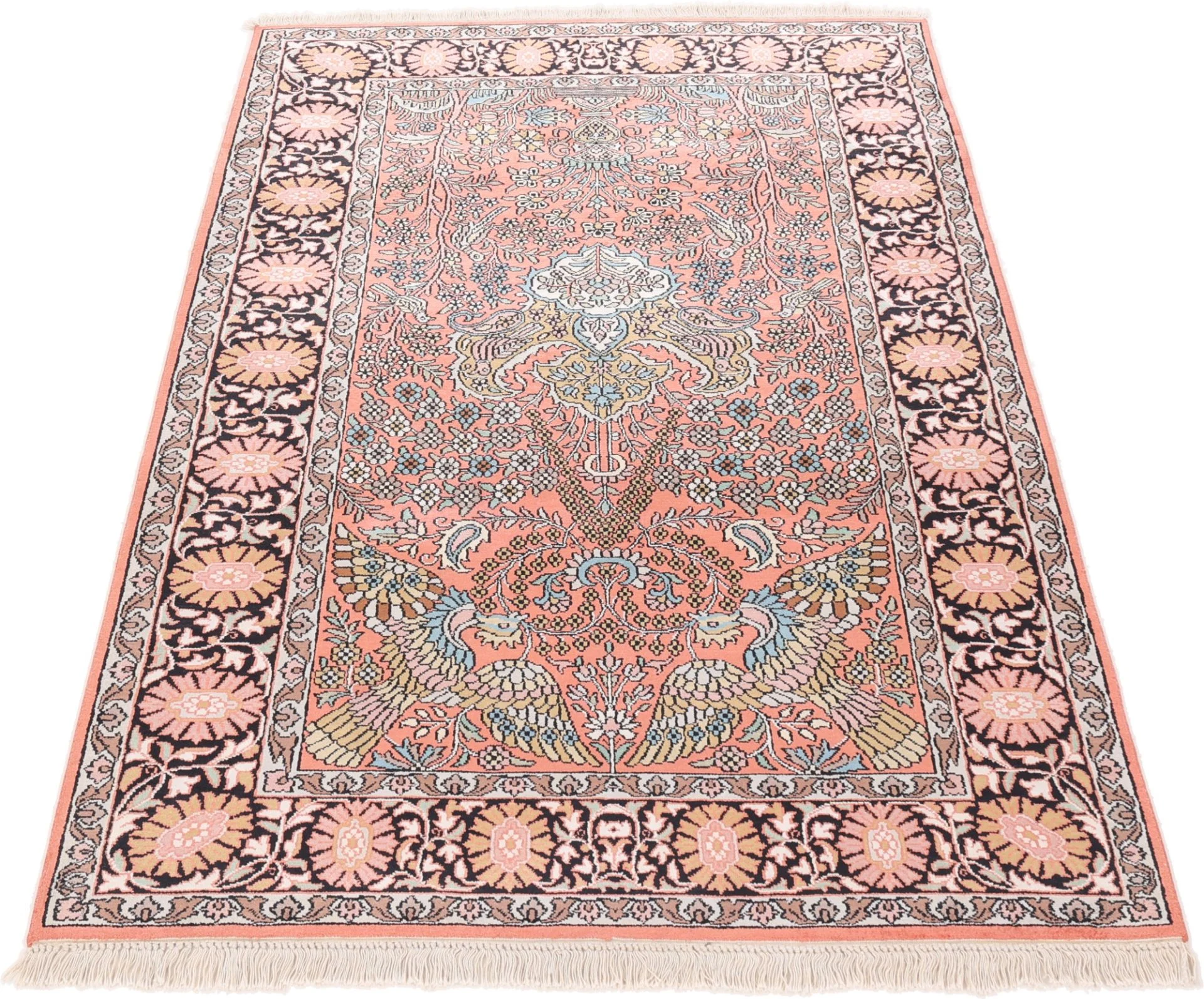 Hand-Knotted Wool Indian Rug, 182 × 123 cm