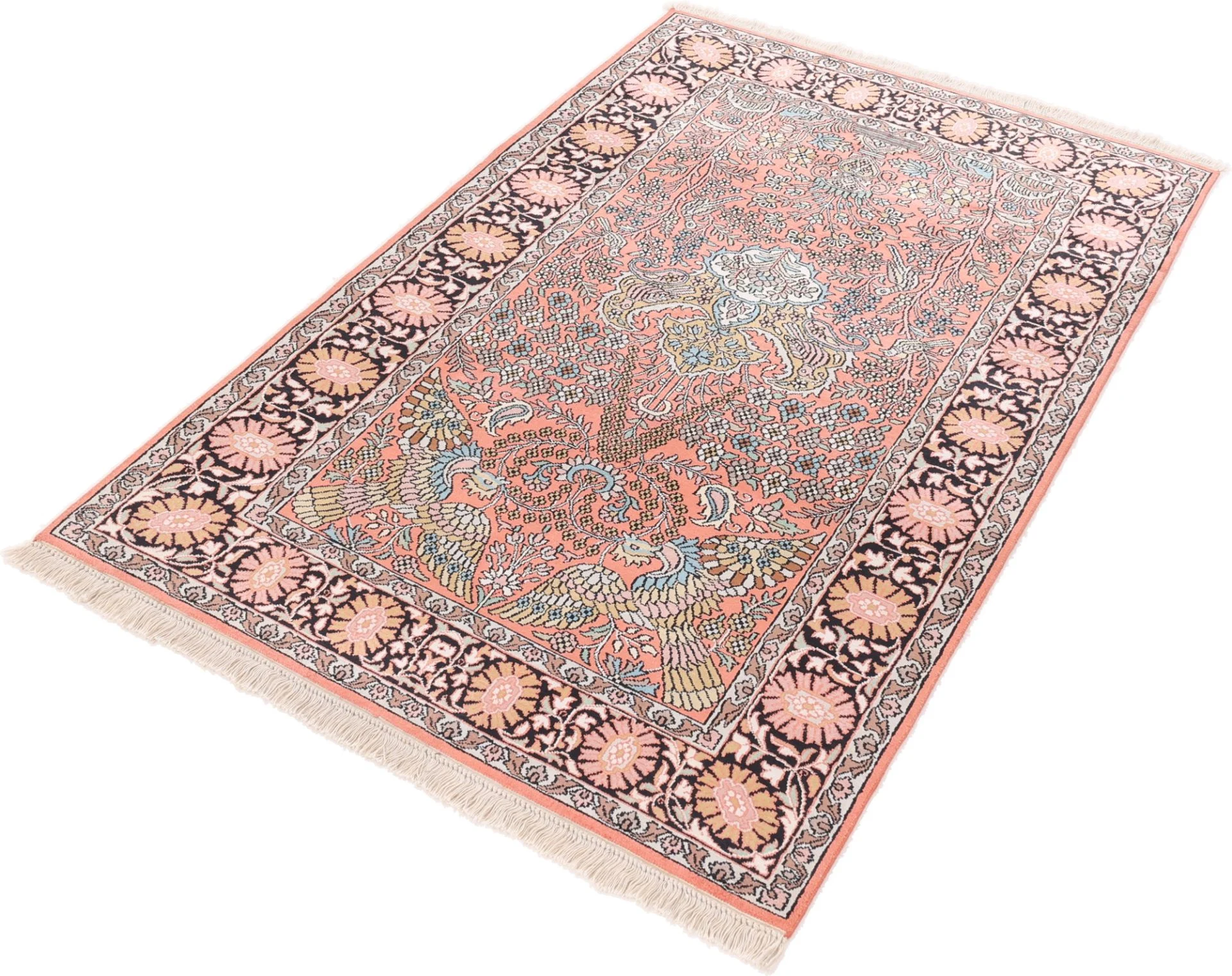 Hand-Knotted Wool Indian Rug, 182 × 123 cm