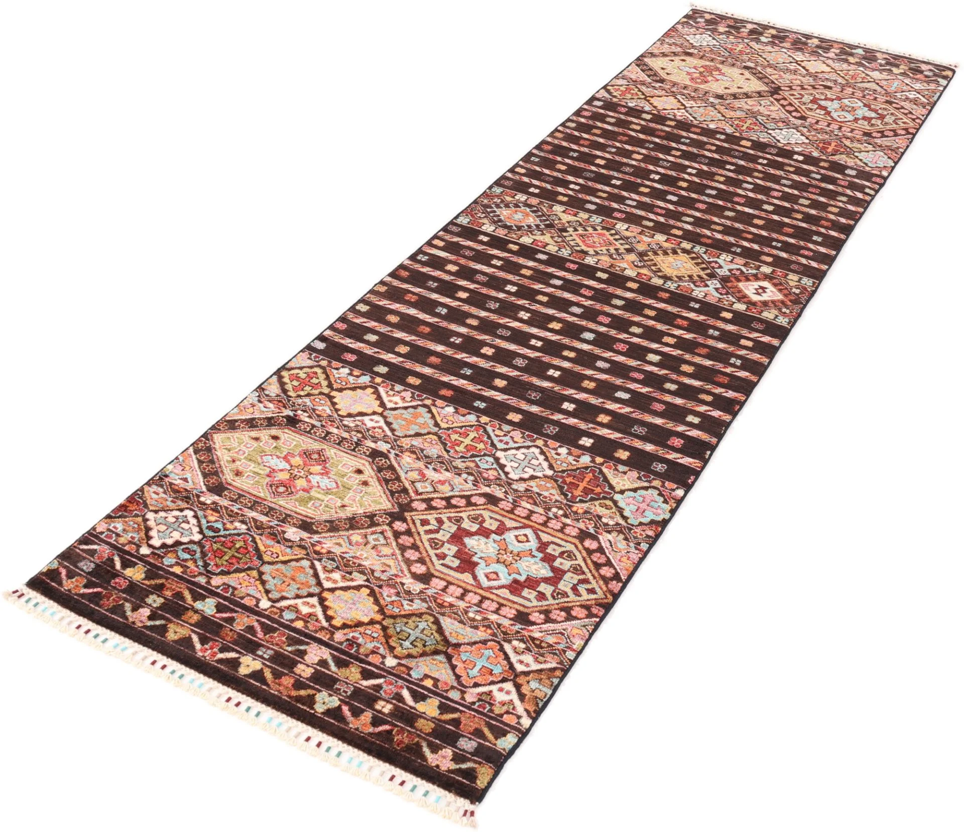 Hand-Knotted Wool Samarkand Afghan Rug, 84 × 311 cm