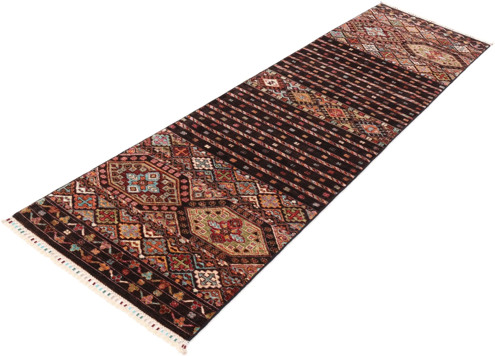 Hand-Knotted Wool Samarkand Afghan Rug, 84 × 311 cm