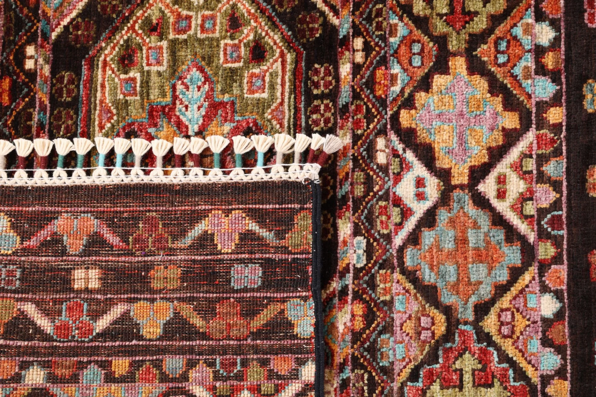Hand-Knotted Wool Samarkand Afghan Rug, 84 × 311 cm