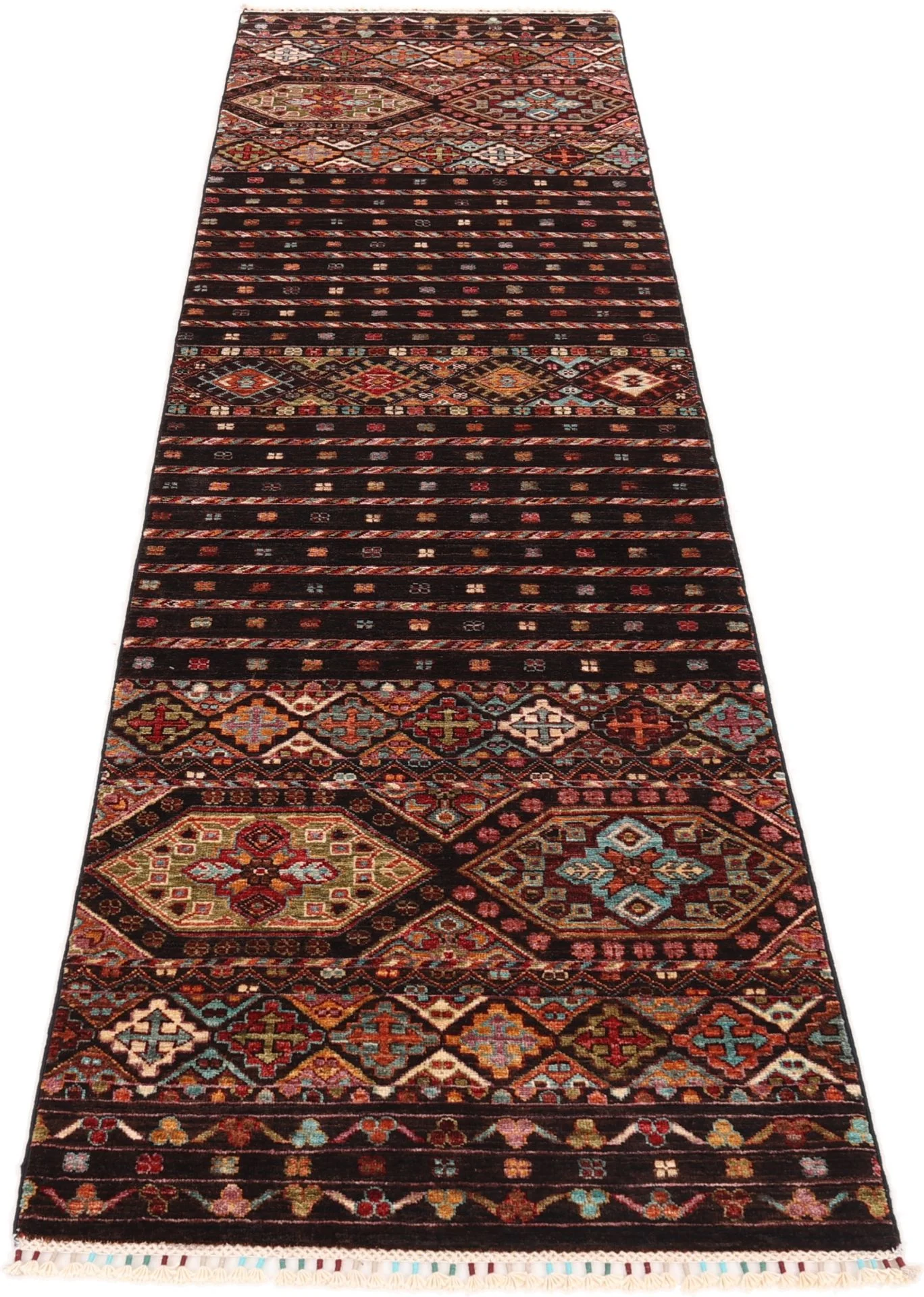 Samarkand Afghan Rug — hand-knotted, 84 × 312 cm, Wool