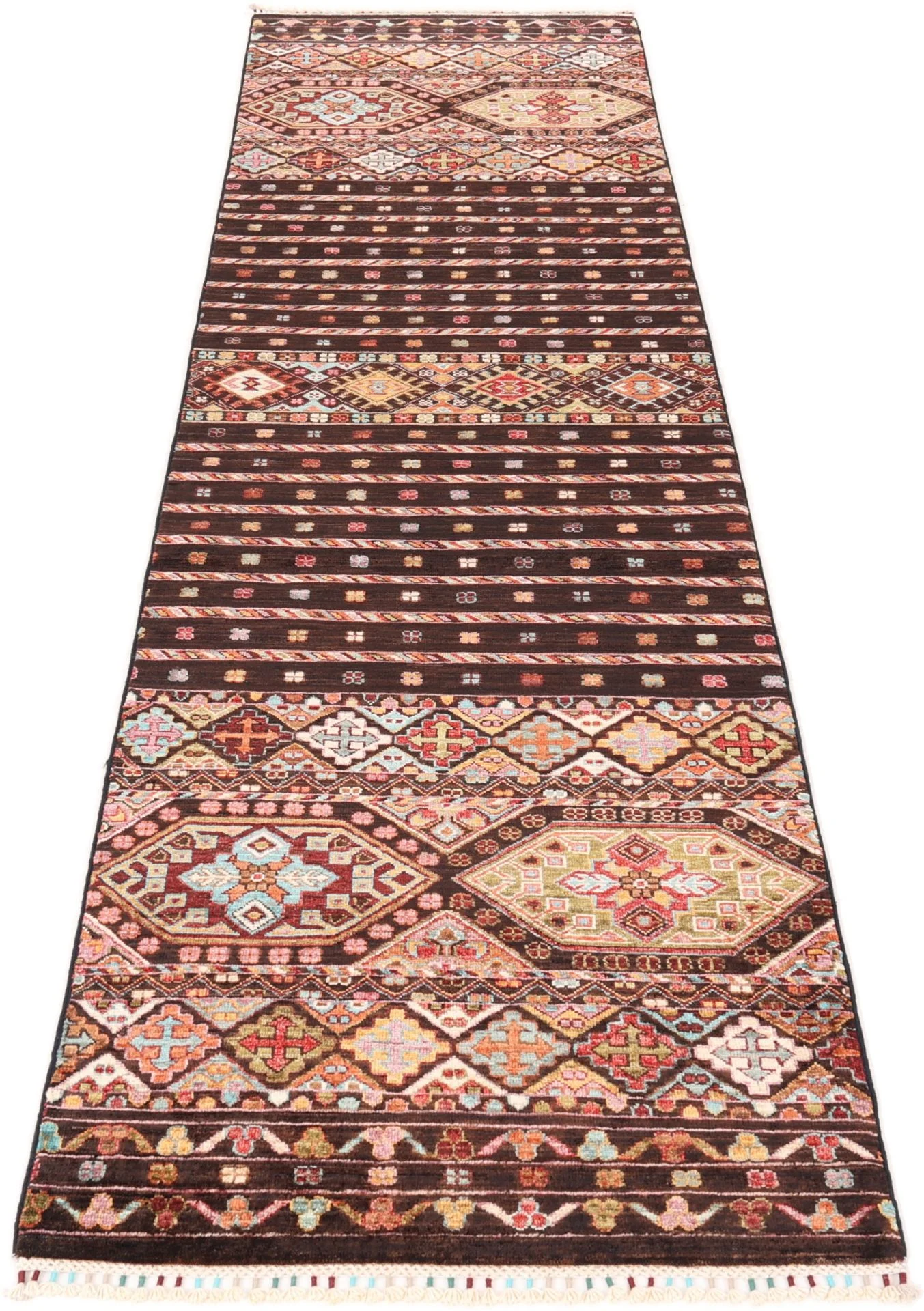Samarkand Afghan Rug — hand-knotted, 84 × 312 cm, Wool