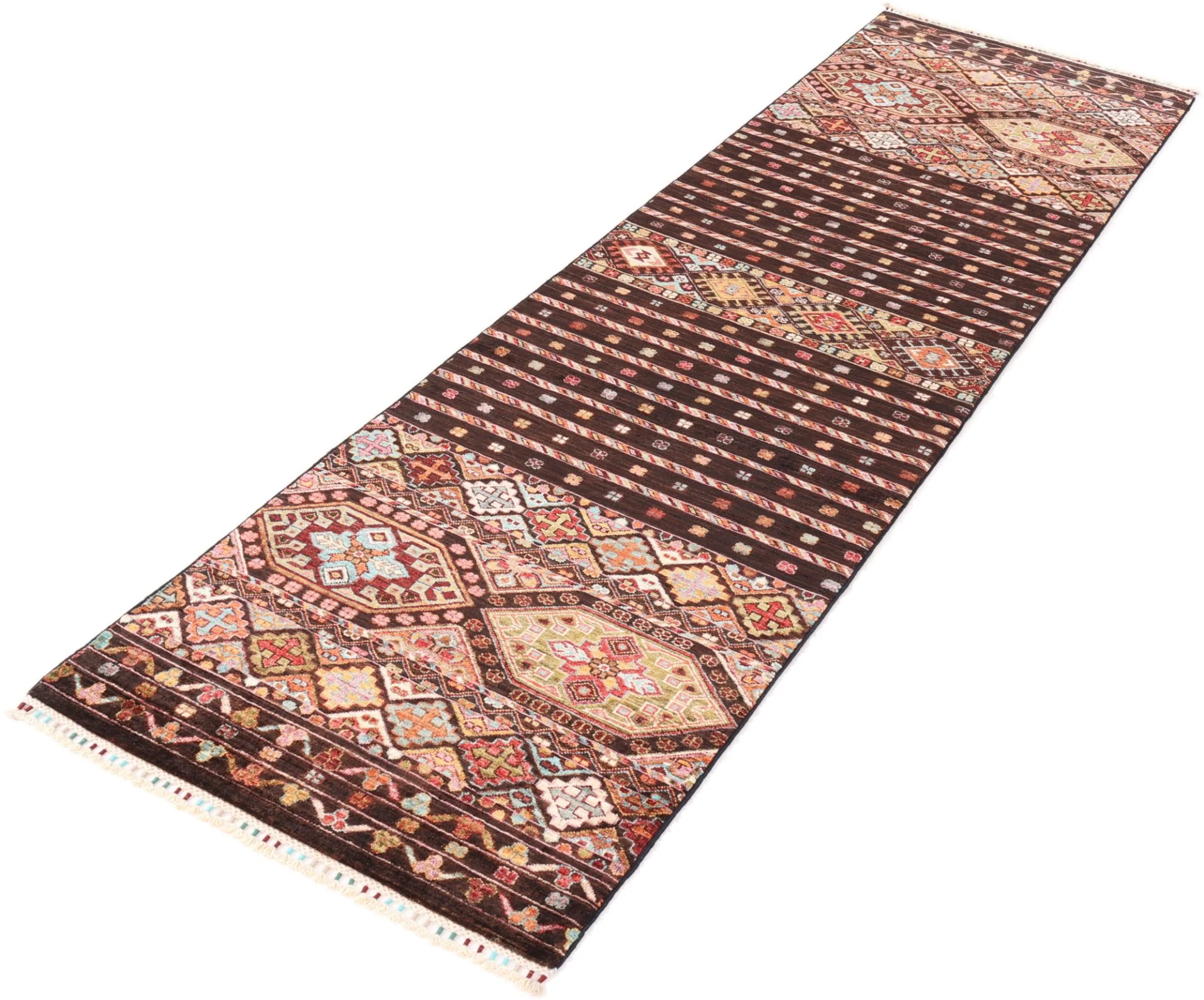 Samarkand Afghan Rug — hand-knotted, 84 × 312 cm, Wool