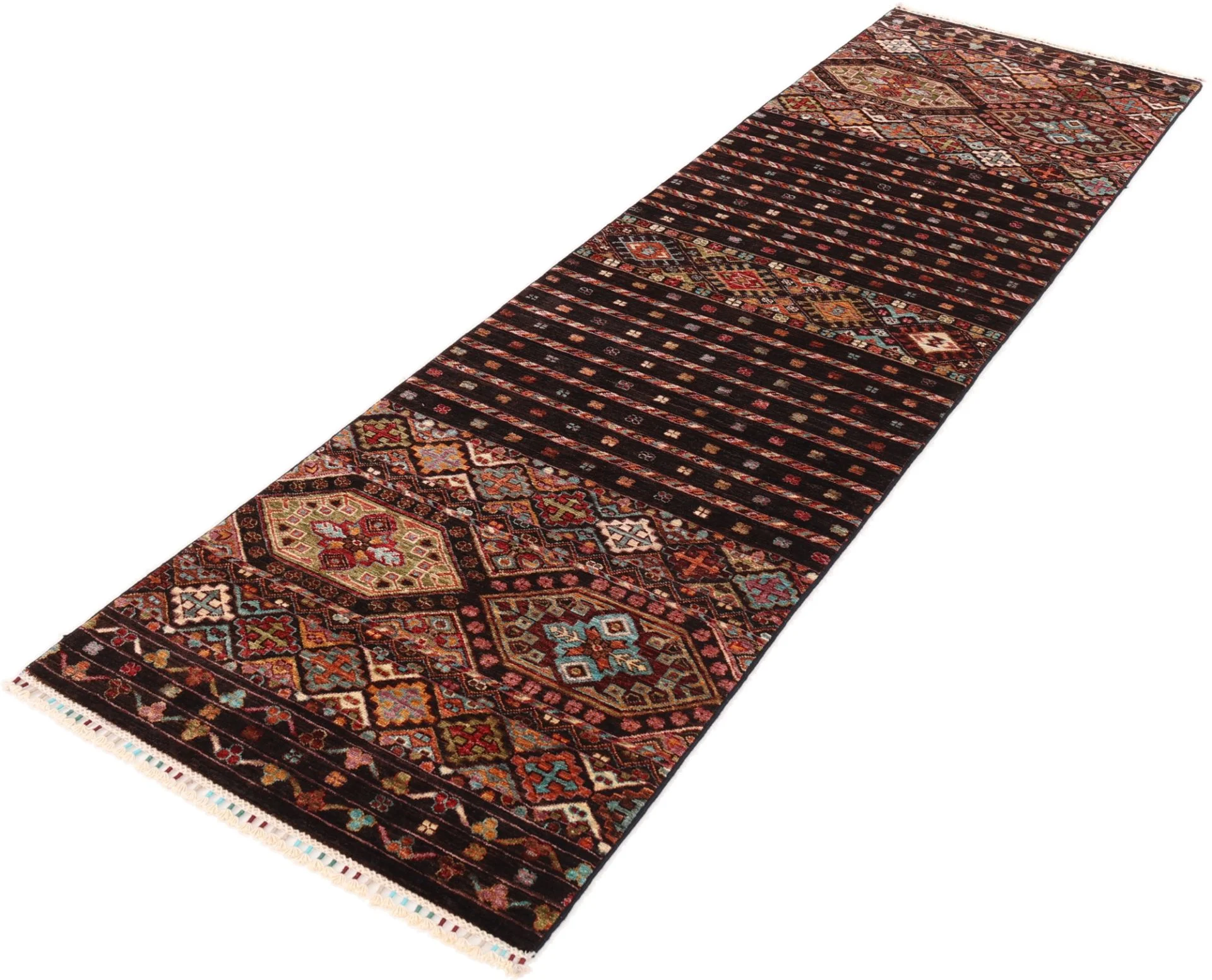Samarkand Afghan Rug — hand-knotted, 84 × 312 cm, Wool