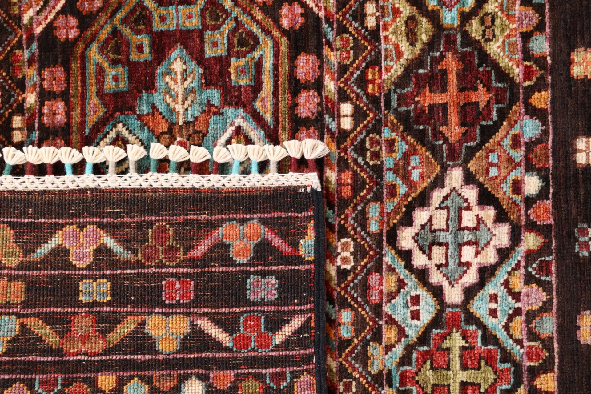 Samarkand Afghan Rug — hand-knotted, 84 × 312 cm, Wool