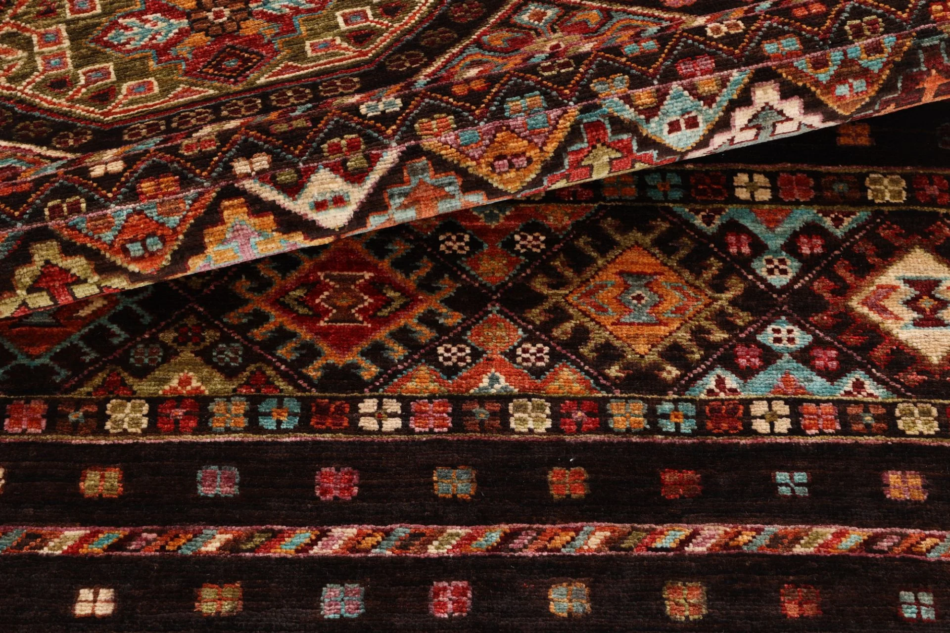 Samarkand Afghan Rug — hand-knotted, 84 × 312 cm, Wool