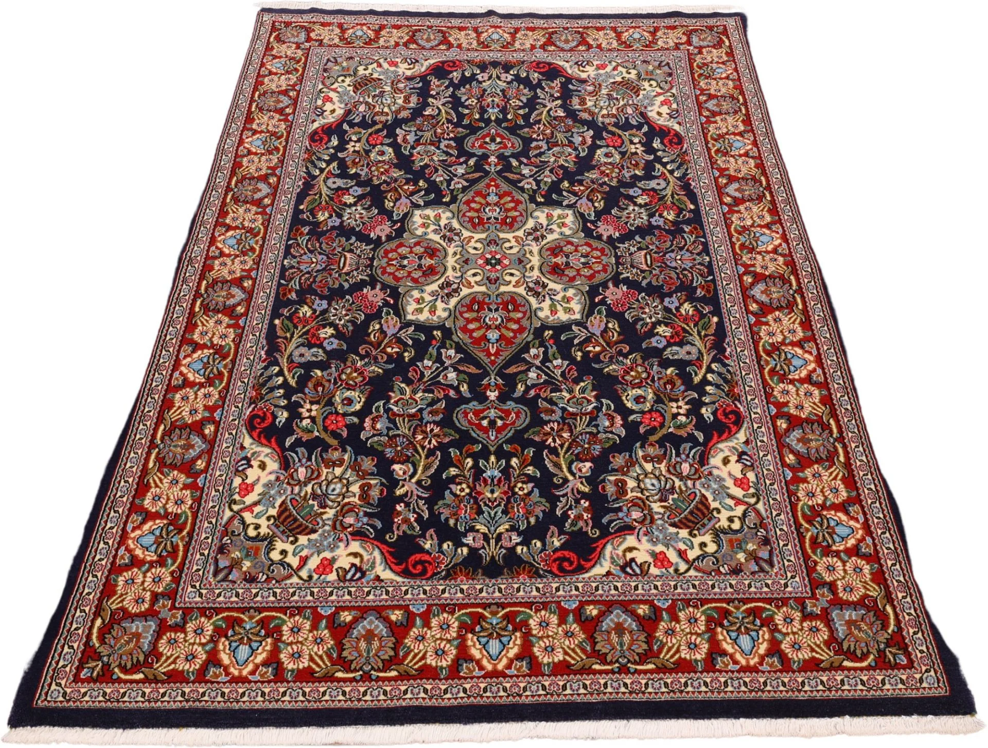 Hand-Knotted Wool Qom Persian Rug, 136 × 212 cm