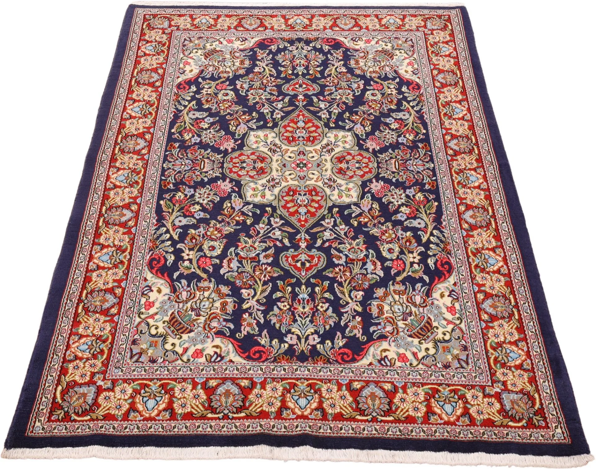 Hand-Knotted Wool Qom Persian Rug, 136 × 212 cm